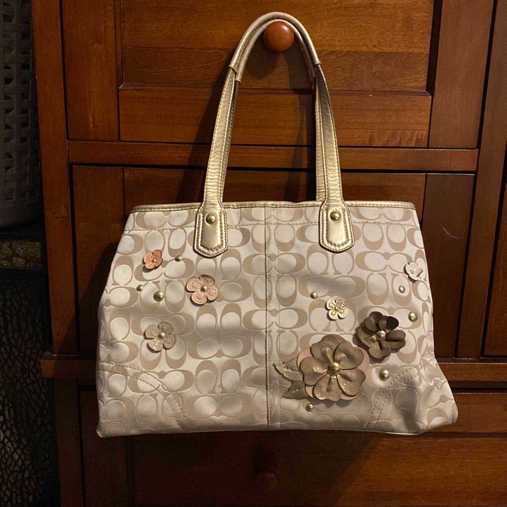 Coach floral appliqué carryall